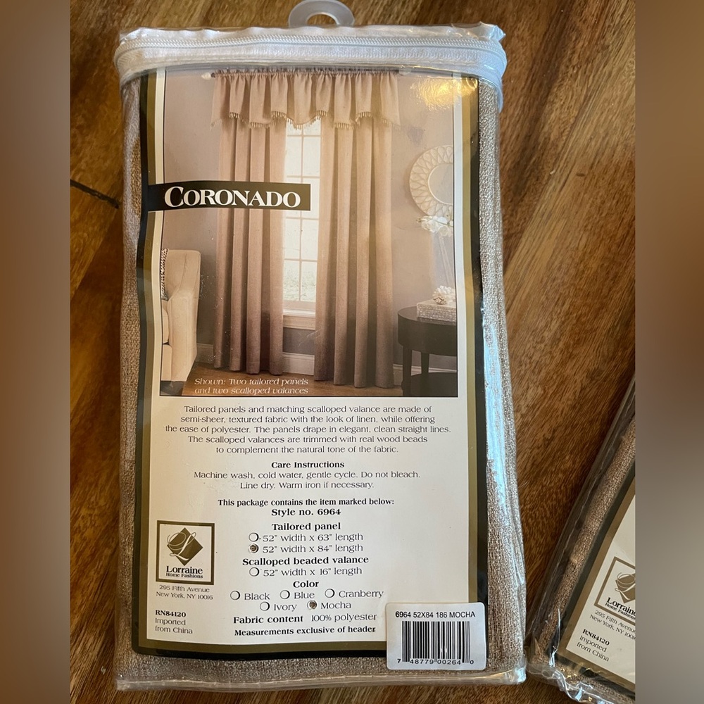🔴NEW🔴, Curtains, Lorraine Home, Two (2) Panels, One (1) Scalloped Beaded Valance - Picture 3 of 5